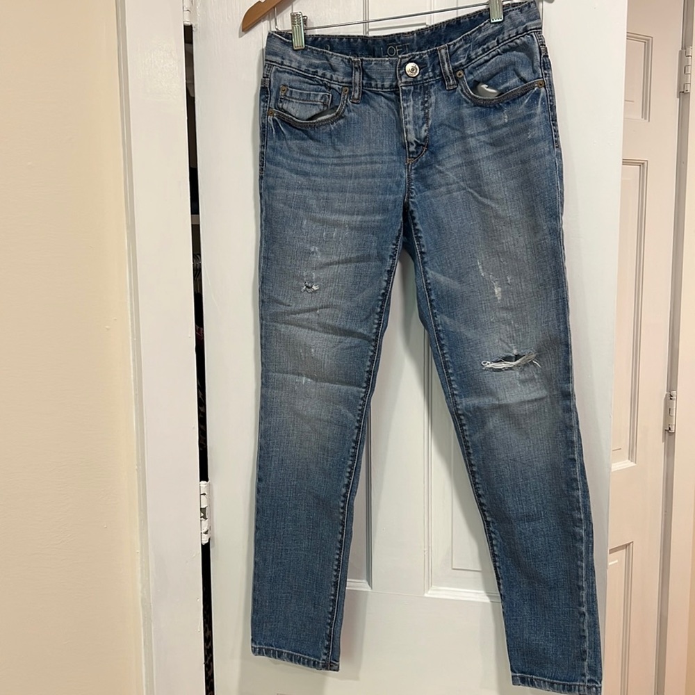 Ann Taylor Loft size 2 distressed “lean boyfriend” jeans